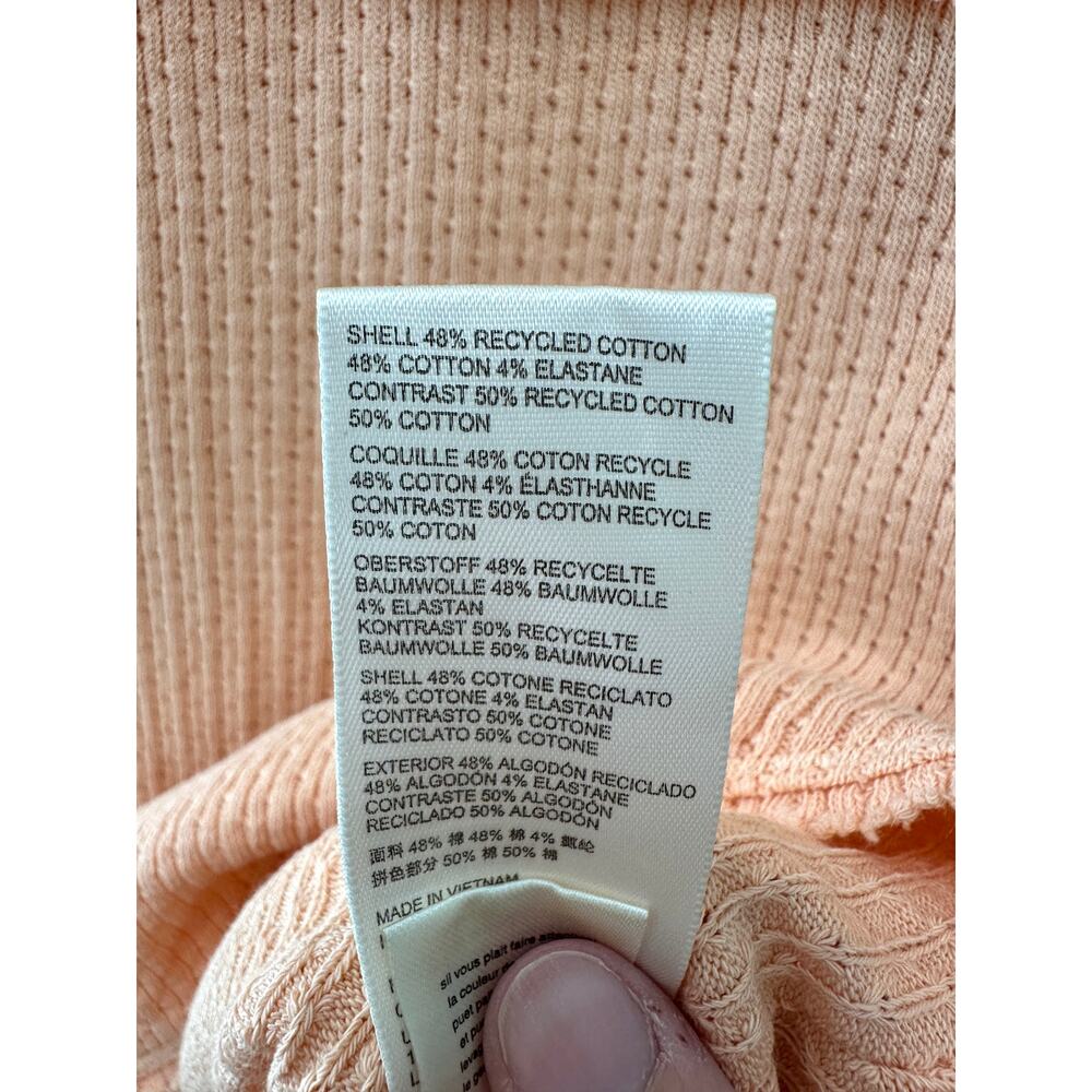 FREE PEOPLE We The Free Peach Smocked Top Short Sleeve Knit Boho Tee NWT | Small - Picture 7 of 9